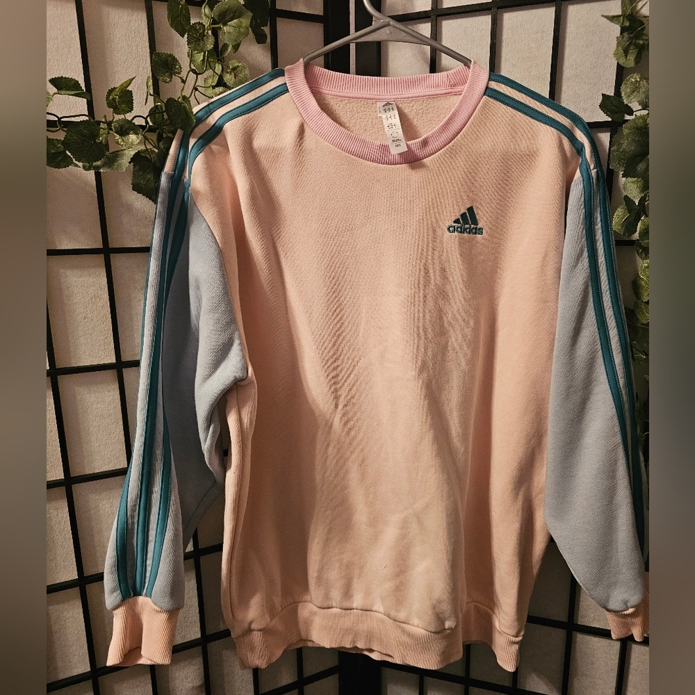 Adidas Women's‎ Pastel Pink and Blue Sweater